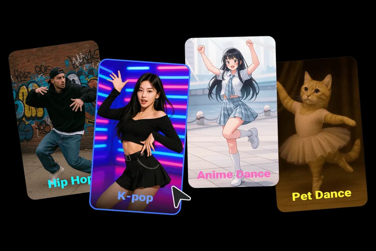 Different AI dance video styles created from photos