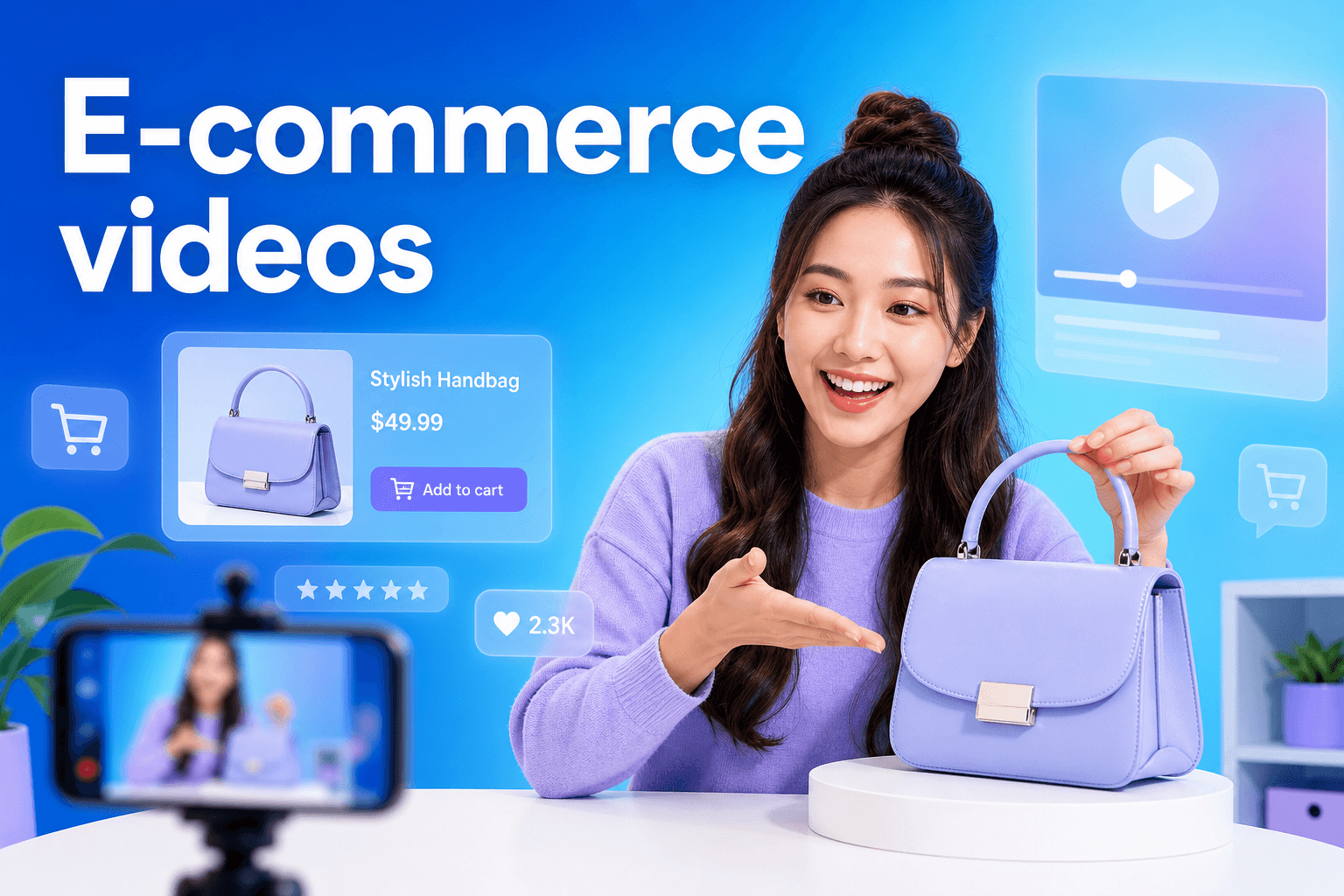 Creator presenting a product in an e-commerce AI video workflow