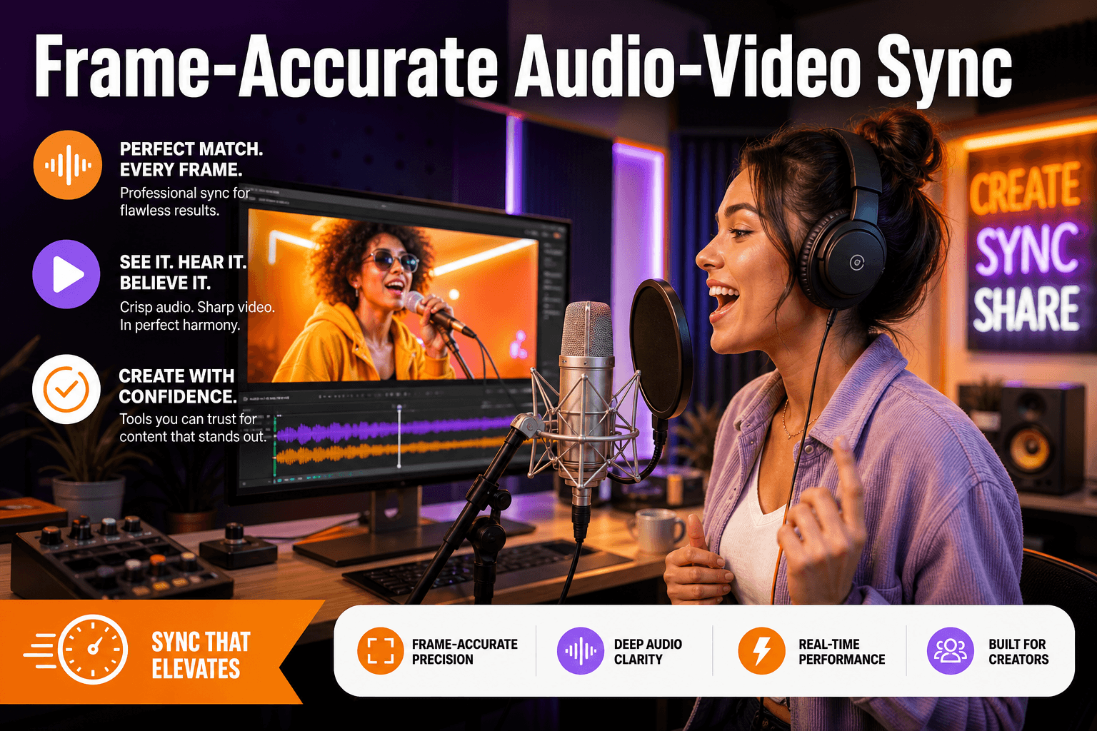 Person recording synced audio in studio — Seedance 2.1 audio-video sync