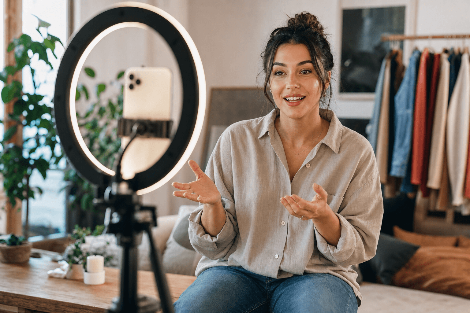 Social media creator filming vertical video — Seedance 2.1 use case