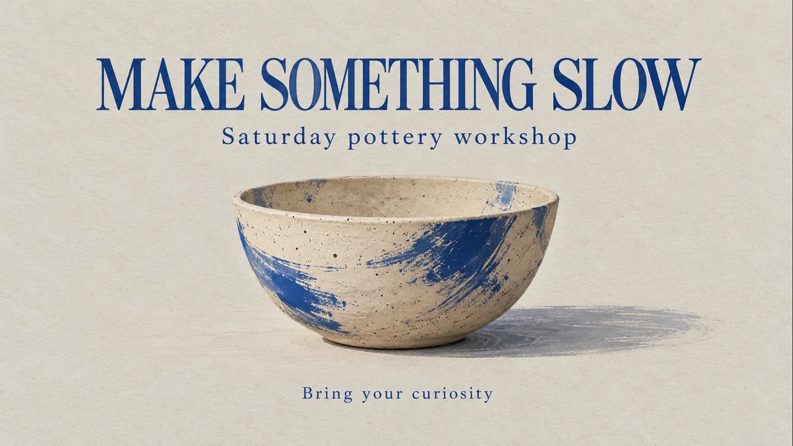 Pottery workshop poster with a clear headline and supporting copy