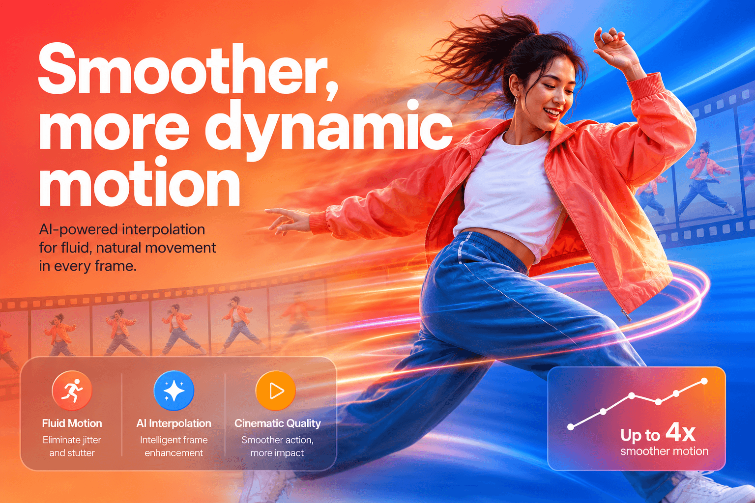 Creator in dynamic motion showcasing smoother AI video movement